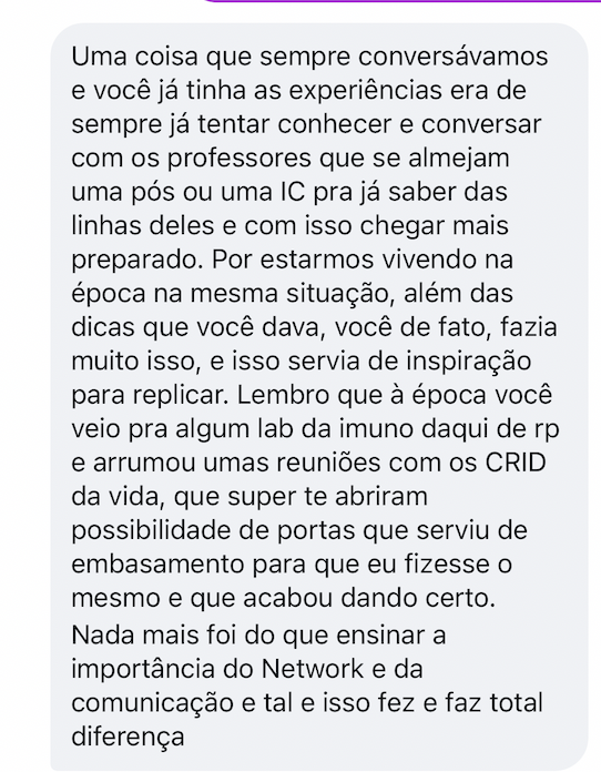 Depoimento sobre orientação de rede
